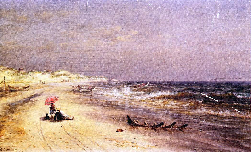 Edward Lamson Henry An Afternoon at the Beach - Hand Painted Oil Painting