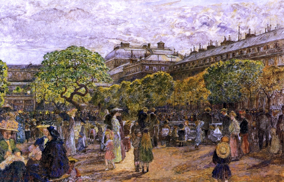 Frederic-Anatole Houbron An Afternoon in the Gardens of the Palais Royal - Hand Painted Oil Painting