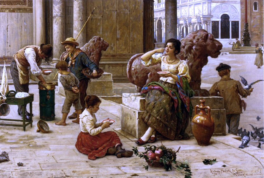 Antonio Paoletti An Afternoon Rest in the Piazza San Marco - Hand Painted Oil Painting