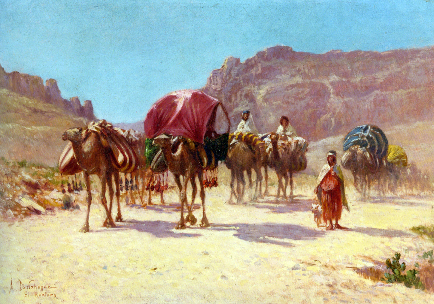 Alexis Auguste Delahogue An Algerian Caravan - Hand Painted Oil Painting