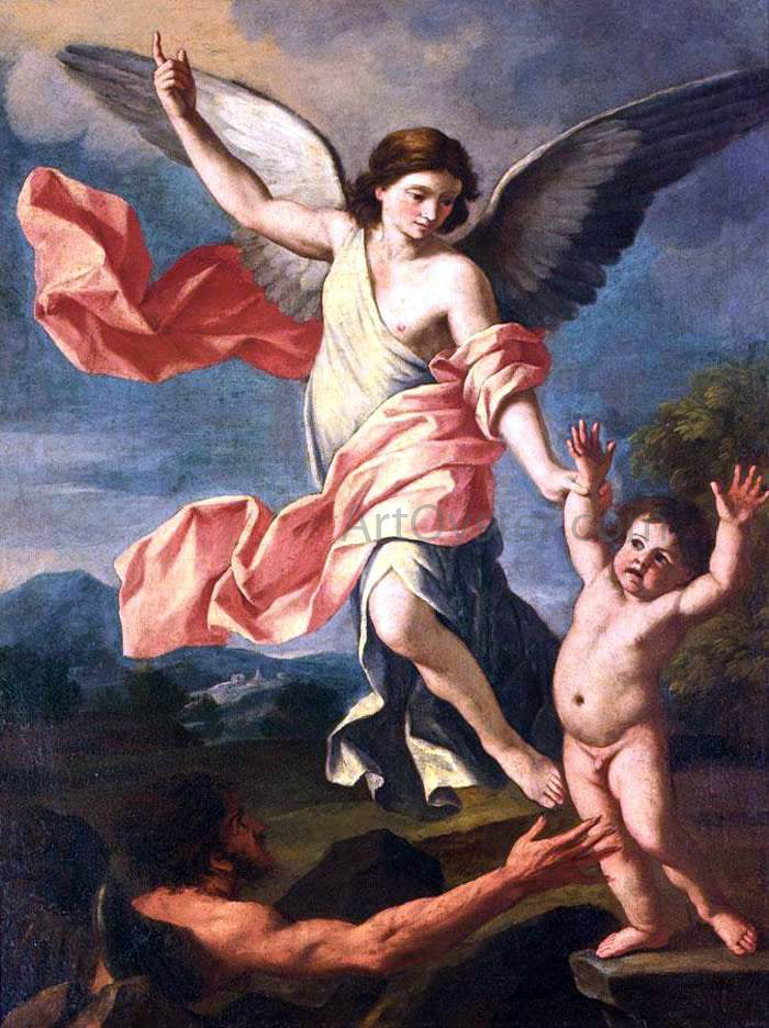 Giacinto Gimignani An Angel and a Devil Fighting for the Soul of a Child - Hand Painted Oil Painting