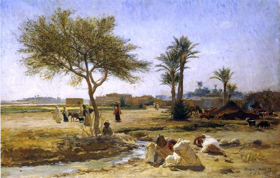  Frederick Arthur Bridgeman An Arab Village - Hand Painted Oil Painting