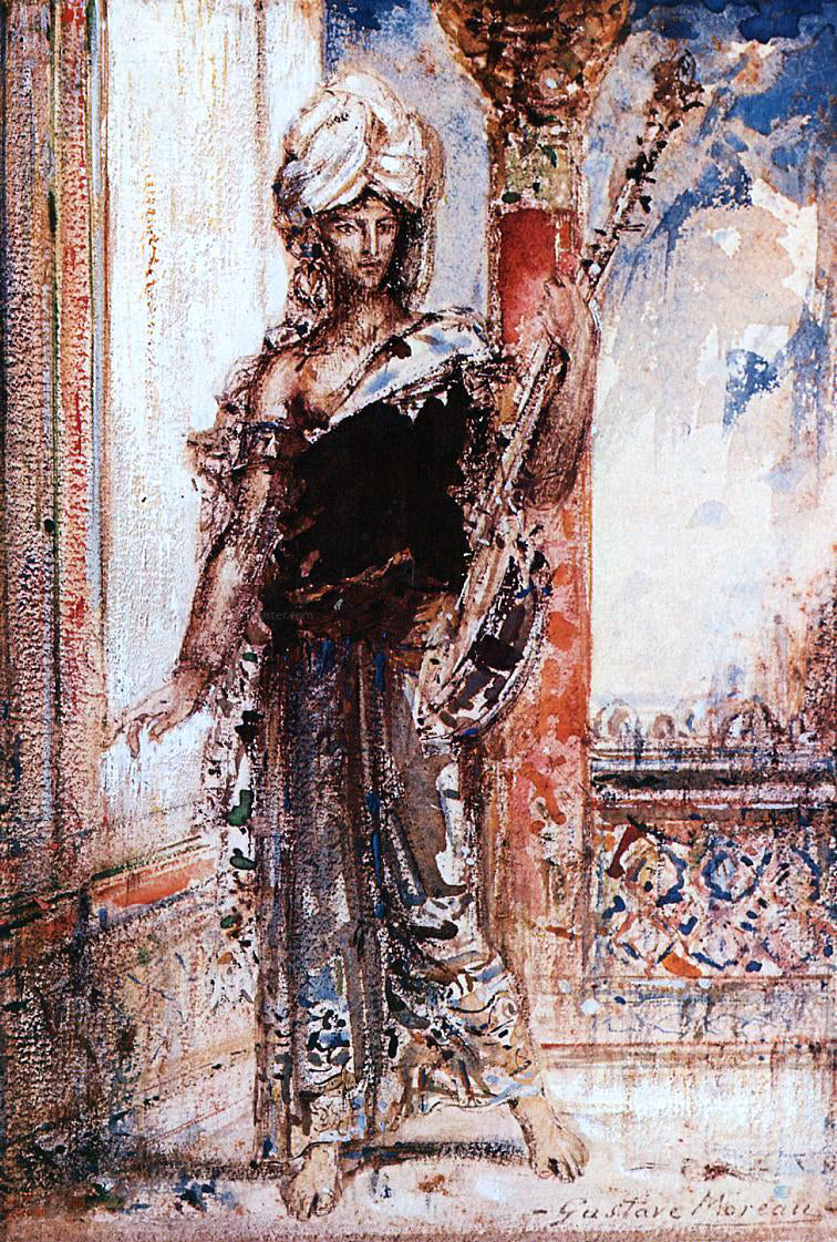 Gustave Moreau An Arabian Singer - Hand Painted Oil Painting