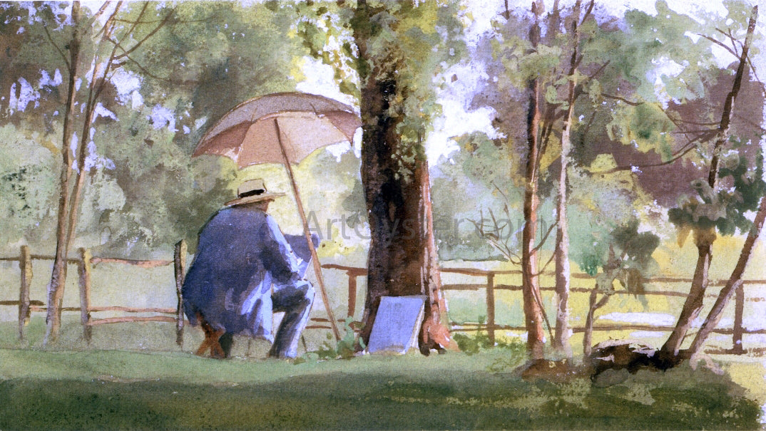 James Wells Champney An Artist Sketching - Hand Painted Oil Painting