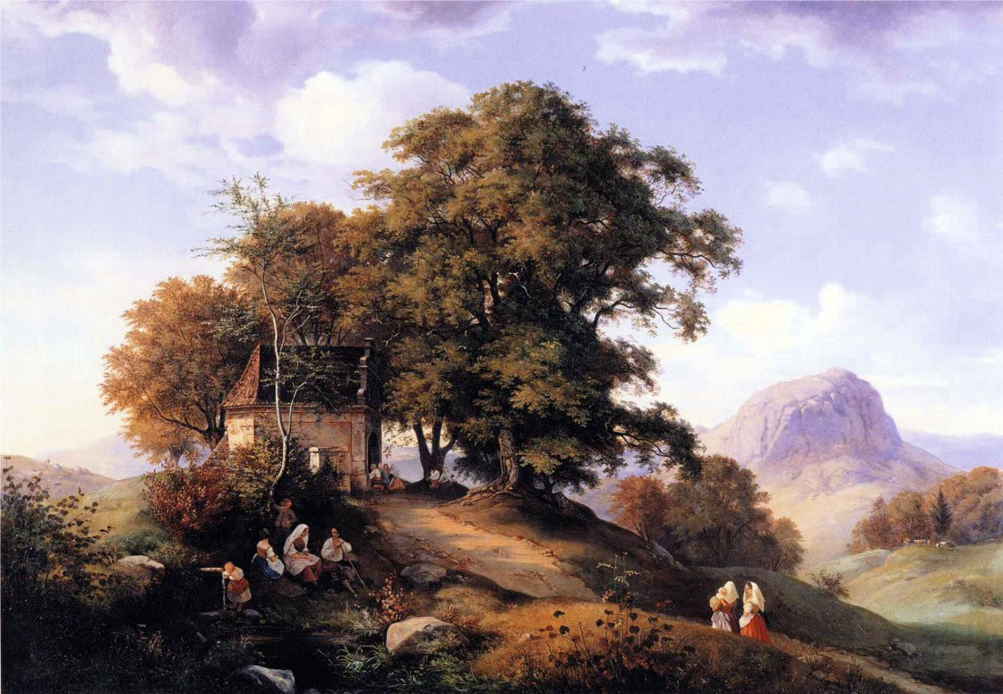 Ernst Ferdinand Oehme An Autumn Afternoon near Bilin in Bohemia - Hand Painted Oil Painting