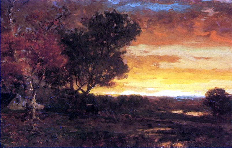 George Herbert McCord An Autumn Farmscape at Sunset - Hand Painted Oil Painting