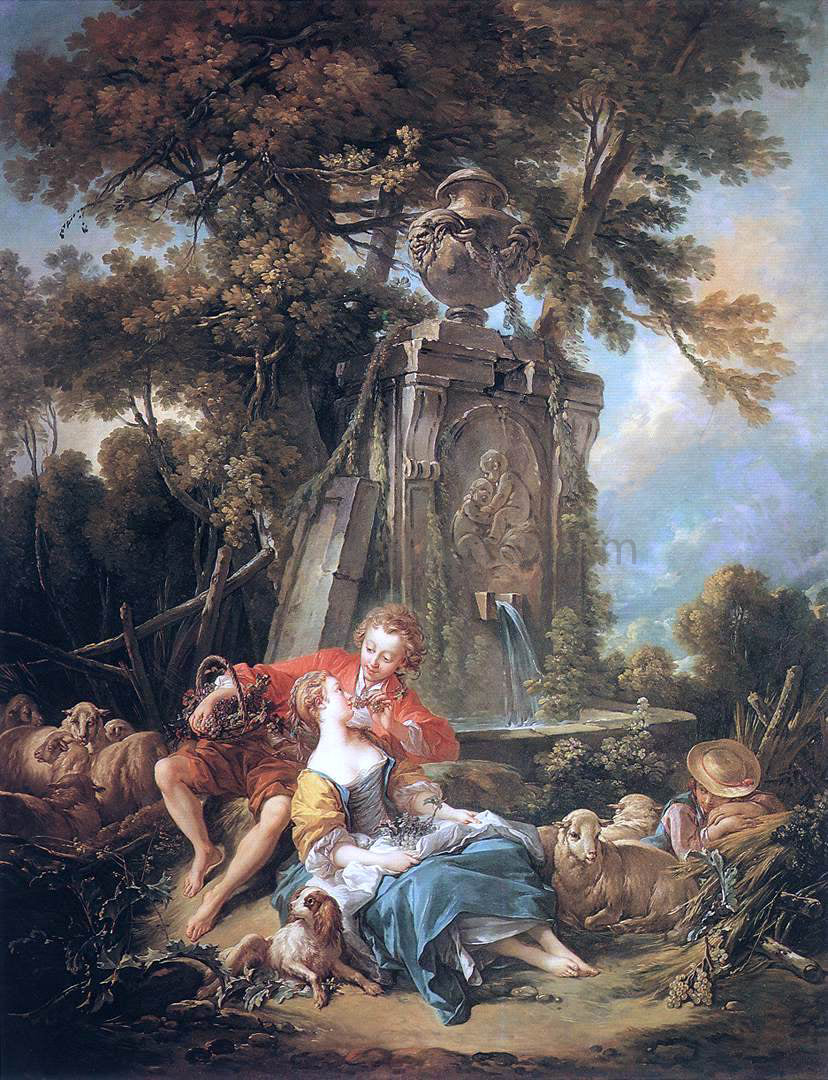 Francois Boucher An Autumn Pastoral - Hand Painted Oil Painting