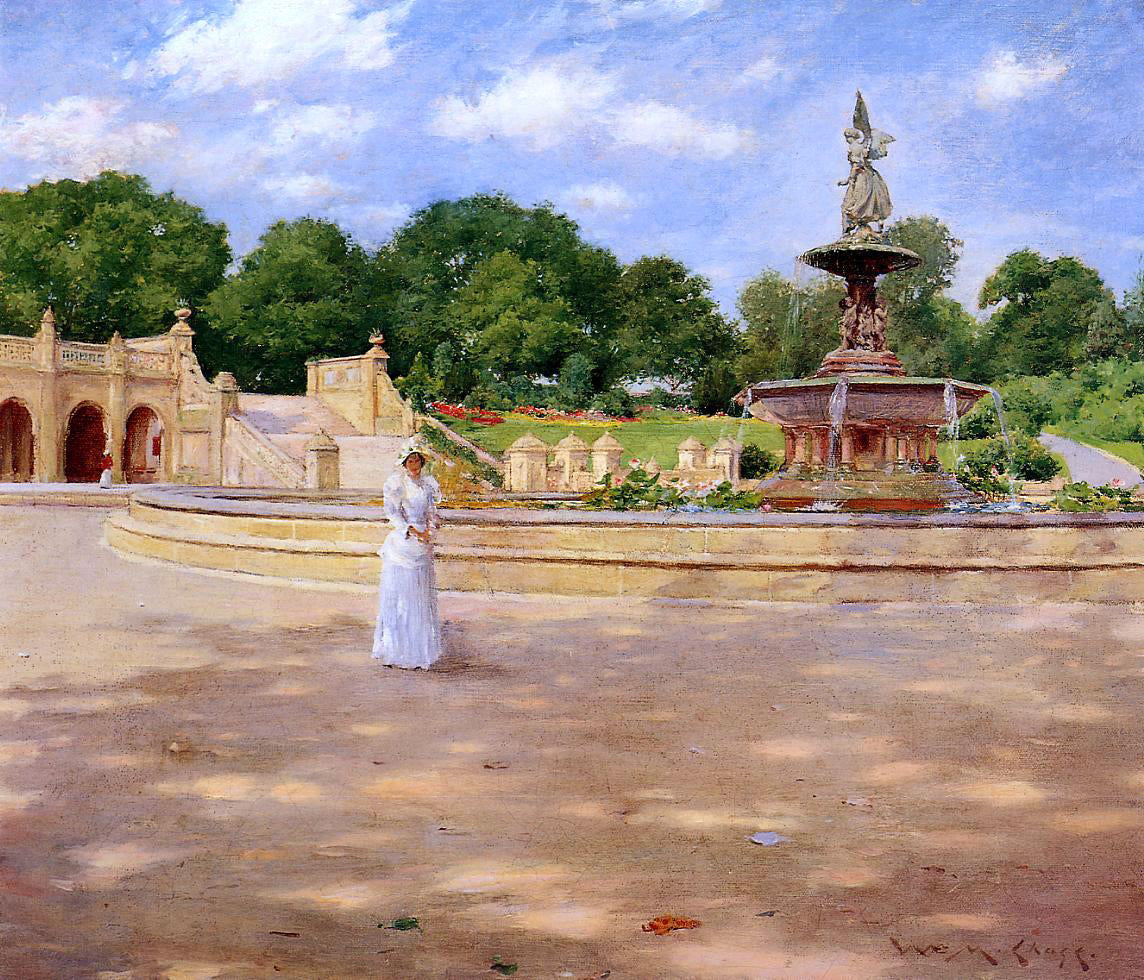 William Merritt Chase An Early Stroll in the Park - Hand Painted Oil Painting
