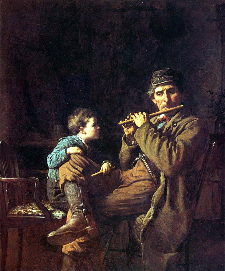 Eastman Johnson An Earnest Pupil (also known as The Fifers) - Hand Painted Oil Painting