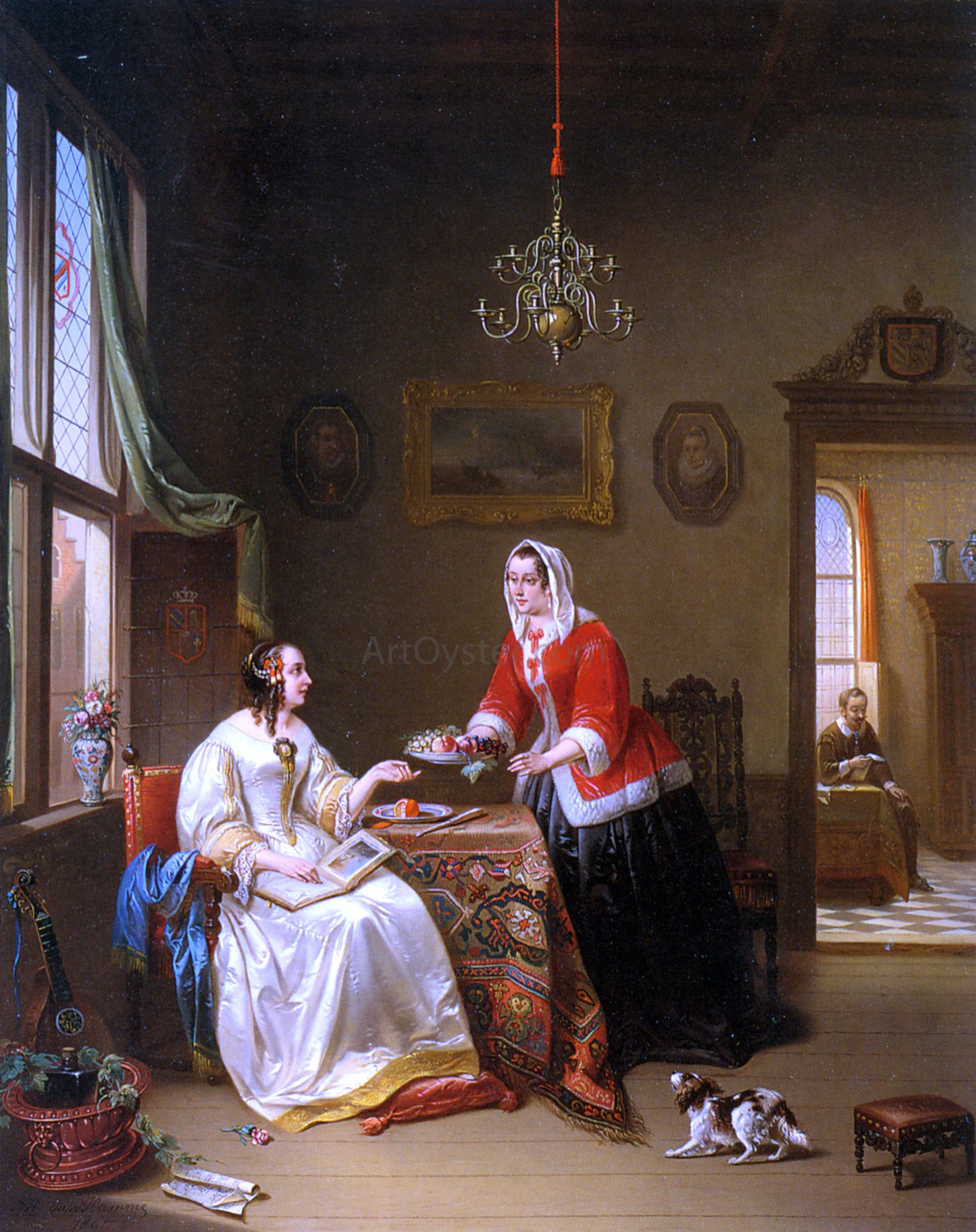 Alexis Van Hamme An Elegant Company - Hand Painted Oil Painting