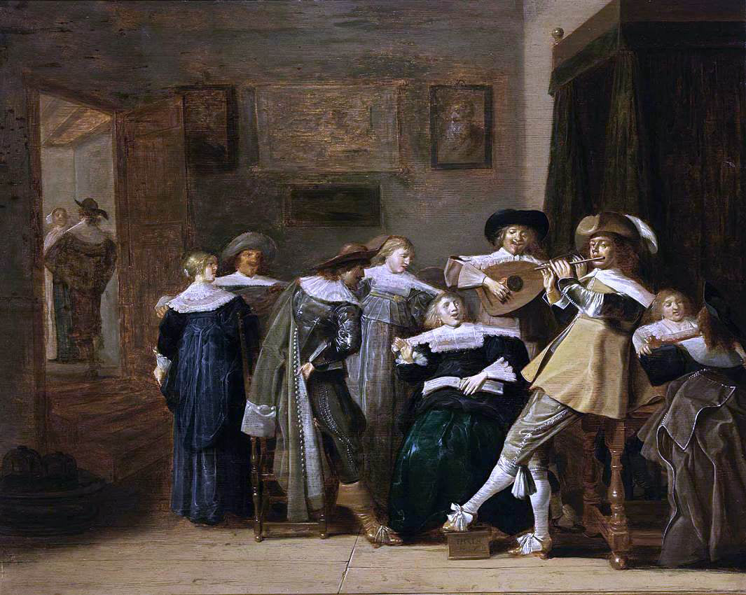 Dirck Hals An Elegant Company Playing Music - Hand Painted Oil Painting