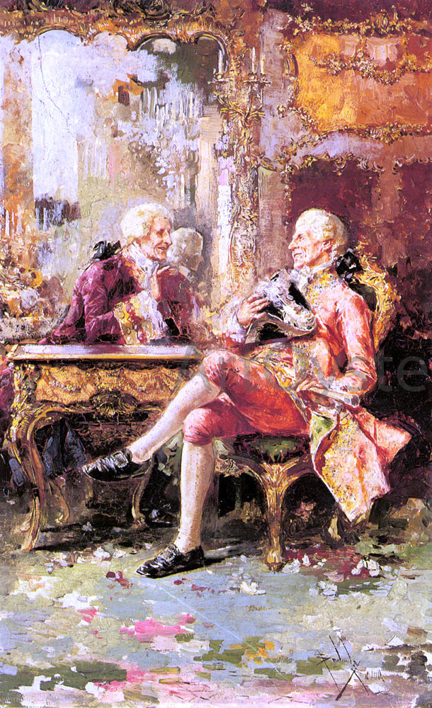 Salvador Sanchez Barbudo An Engaging Conversation - Hand Painted Oil Painting