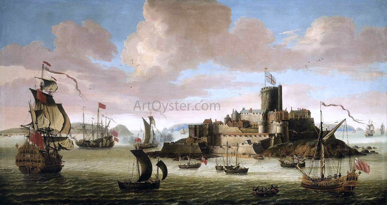 Jacob Knyff An English Ship and other Shipping off Castle Cornet, Guernsey - Hand Painted Oil Painting