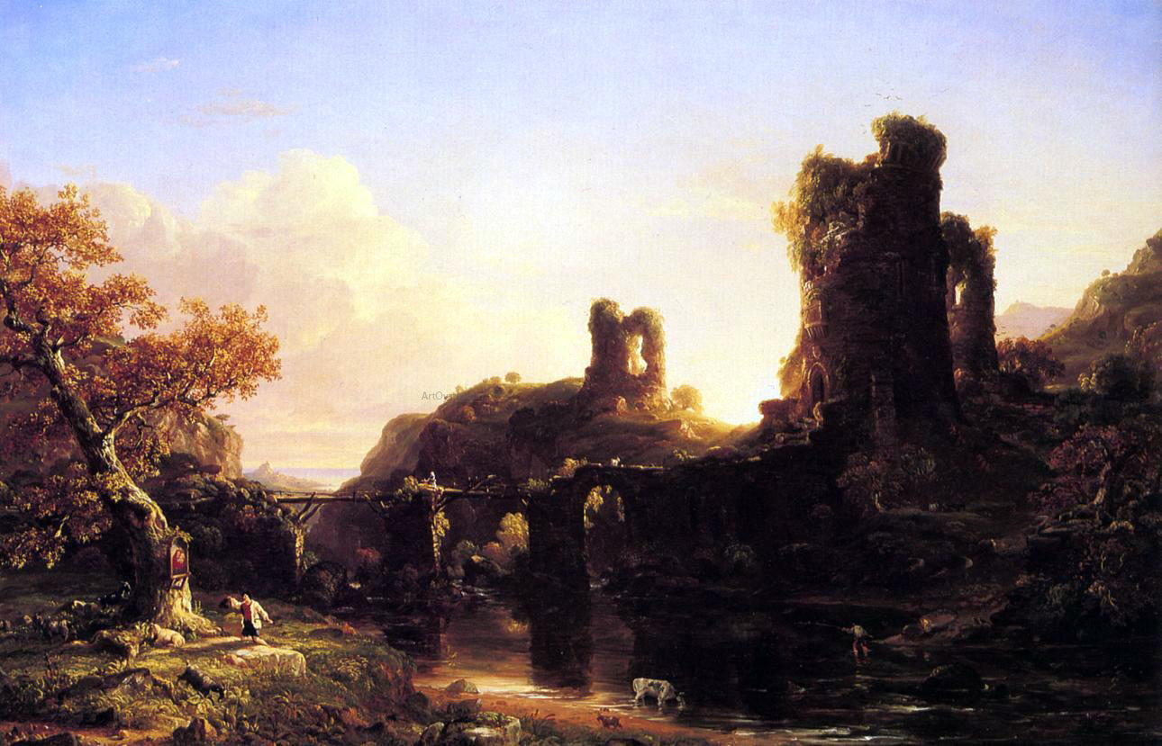 Thomas Cole An Italian Autumn - Hand Painted Oil Painting