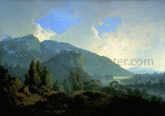  Joseph of Derby An Italian Landscape with Mountains and a River - Hand Painted Oil Painting