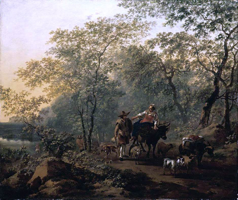 Nicolaes Berchem An Italianate Landscape - Hand Painted Oil Painting