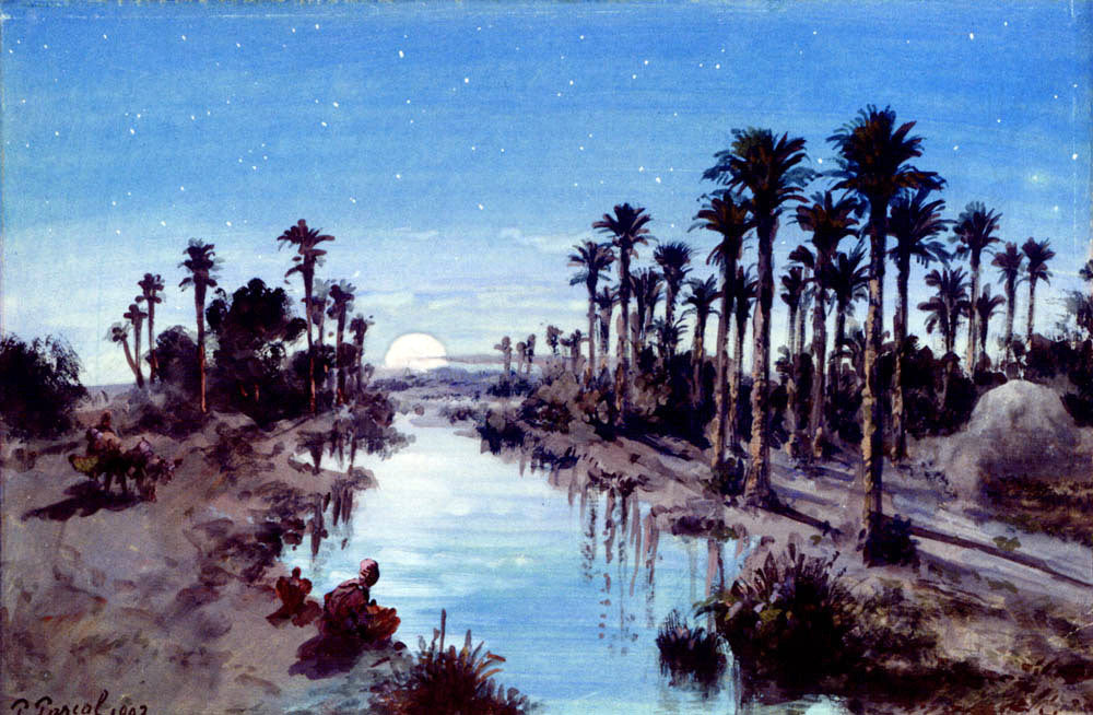 Paul Pascal An oasis at night - Hand Painted Oil Painting