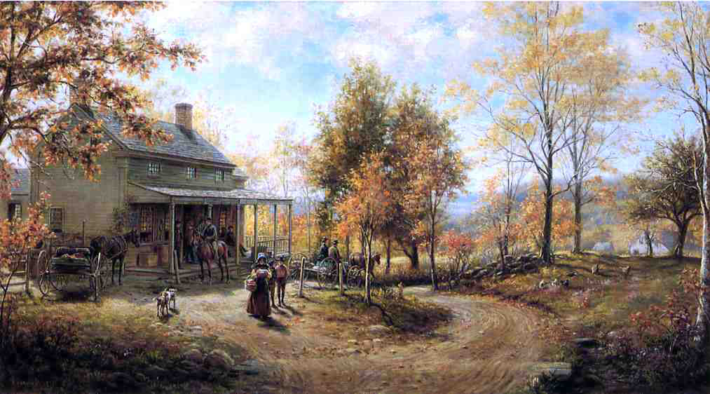  Edward Lamson Henry An October Day (also known as Cragsmoor Post Office) - Hand Painted Oil Painting