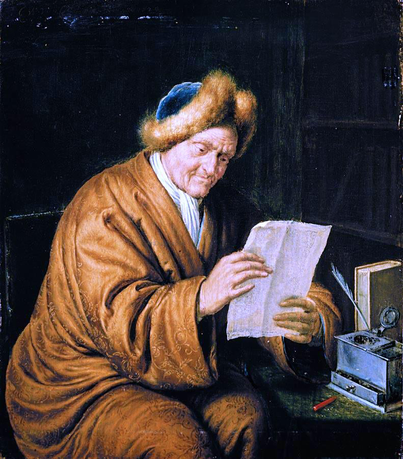 Willem Van Mieris An Old Man Reading - Hand Painted Oil Painting