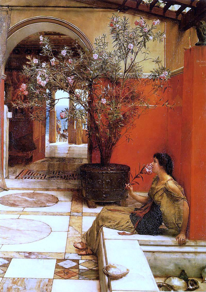 Sir Lawrence Alma-Tadema An Oleander - Hand Painted Oil Painting