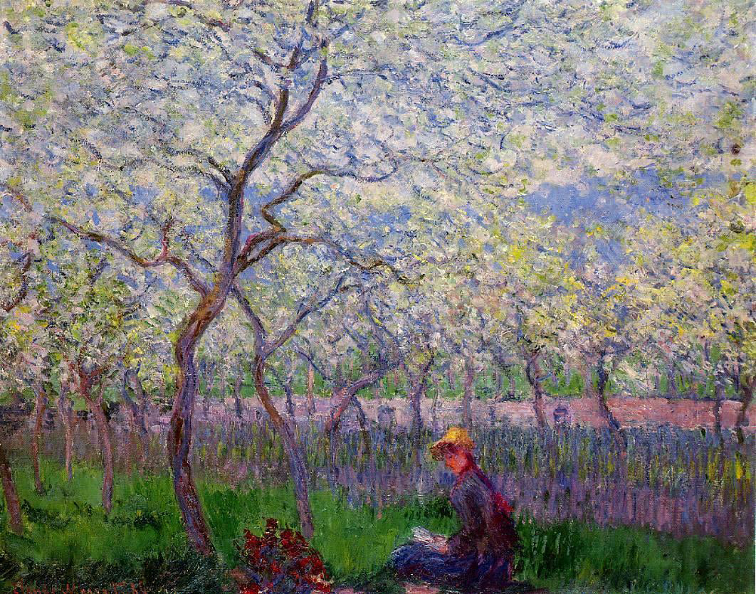  Claude Oscar Monet An Orchard in Spring - Hand Painted Oil Painting