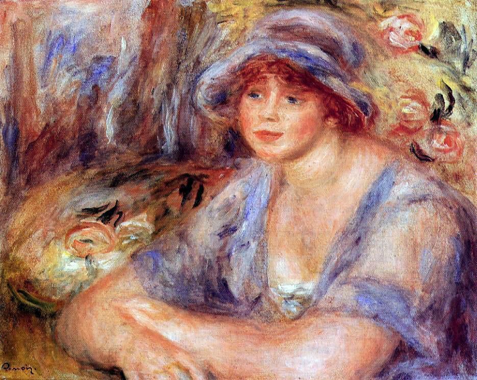 Pierre Auguste Renoir Andree in Blue (also known as Andree Heurschling) - Hand Painted Oil Painting