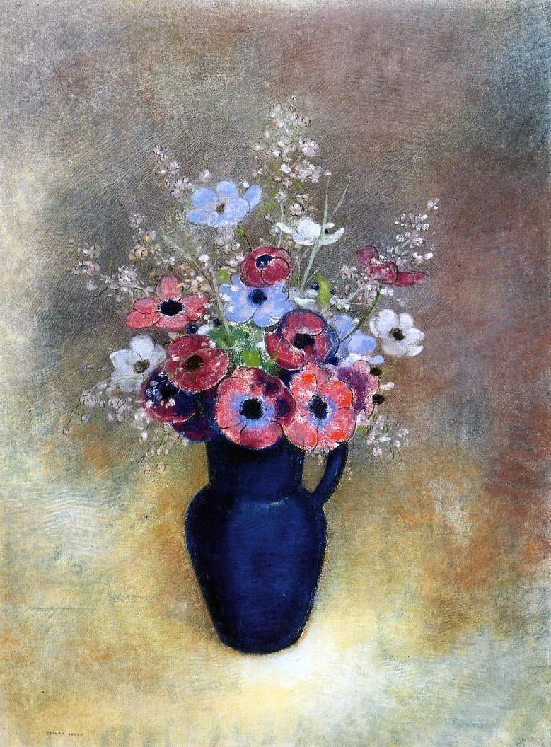 Odilon Redon Anemones in a Jug - Hand Painted Oil Painting