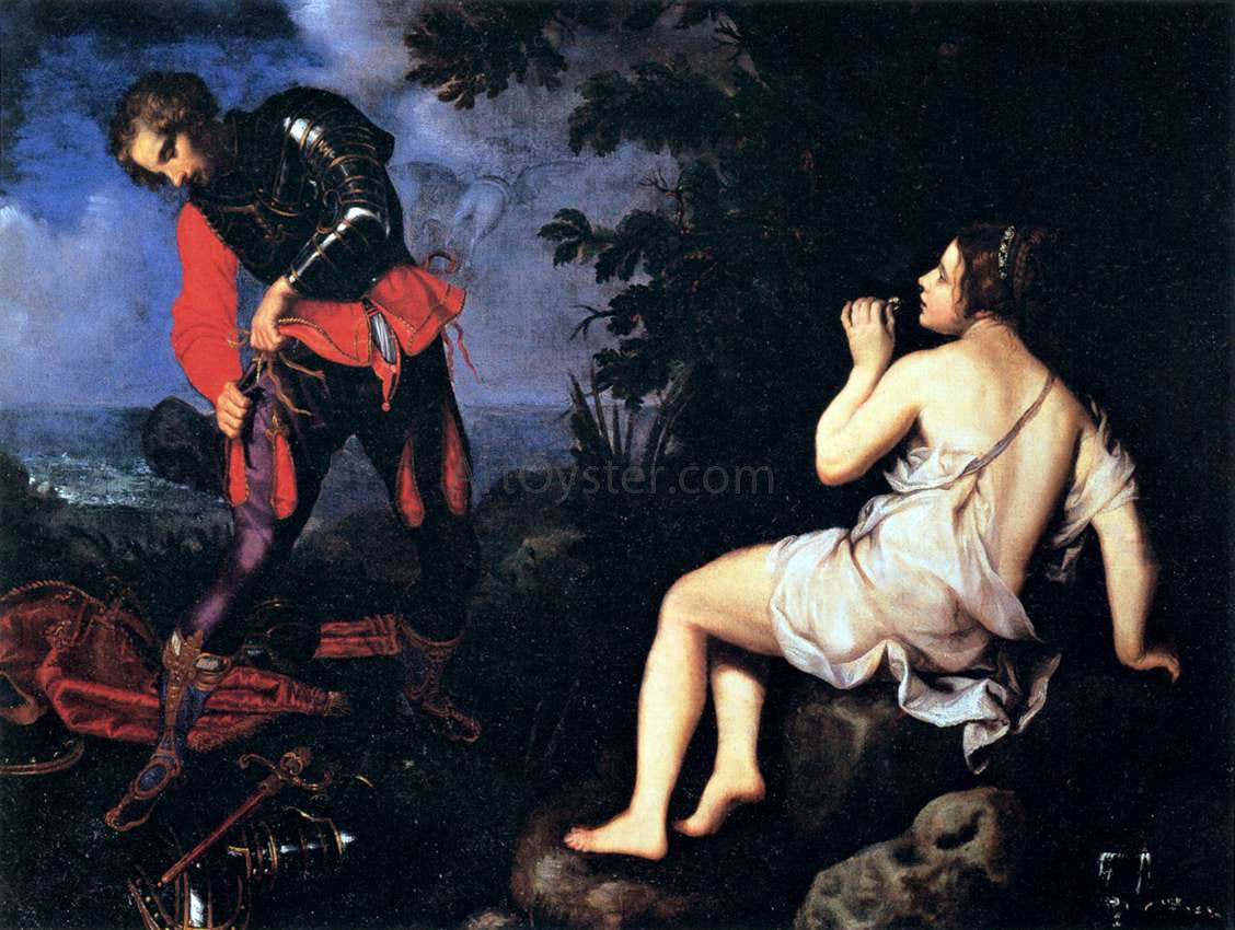Giovanni Bilivert Angelica Hides from Ruggiero - Hand Painted Oil Painting