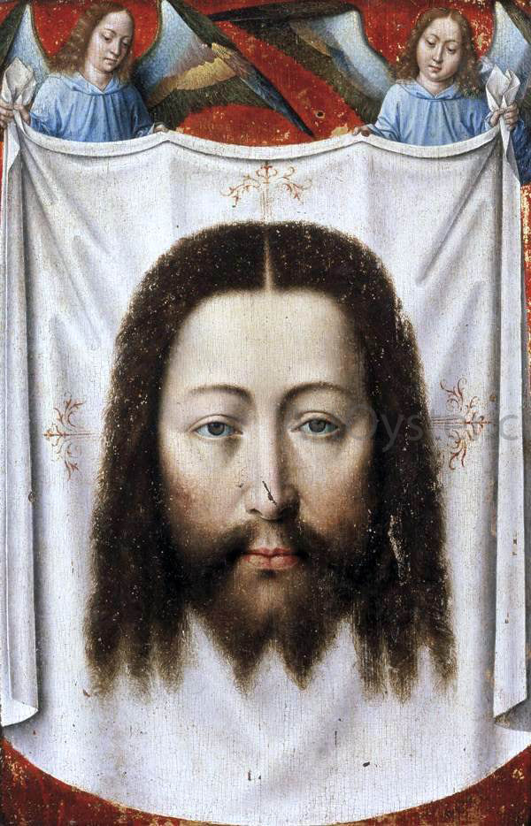 Master of the Legend of St. Ursula Angels Supporting the Veil of St Veronica - Hand Painted Oil Painting