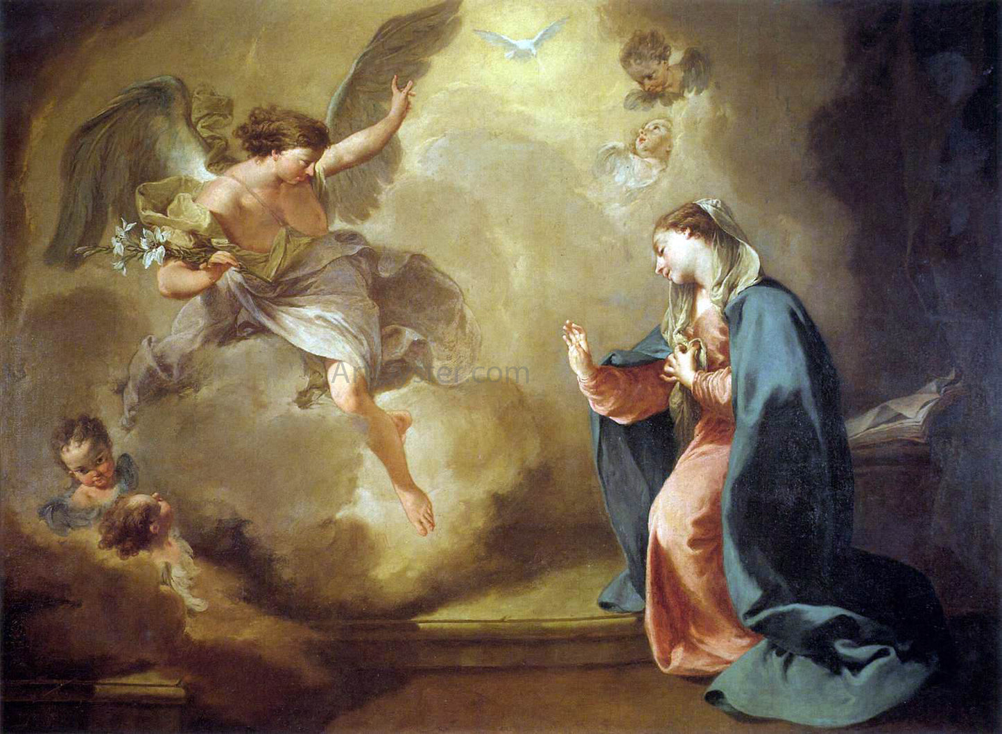 Giambattista Pittoni Annunciation - Hand Painted Oil Painting