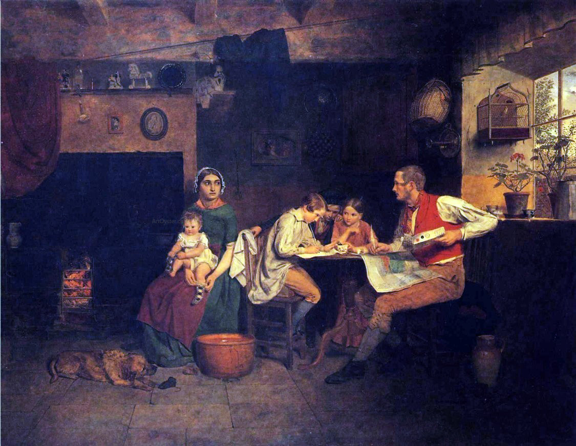  James Collinson Answering the Emigrant's Letter - Hand Painted Oil Painting