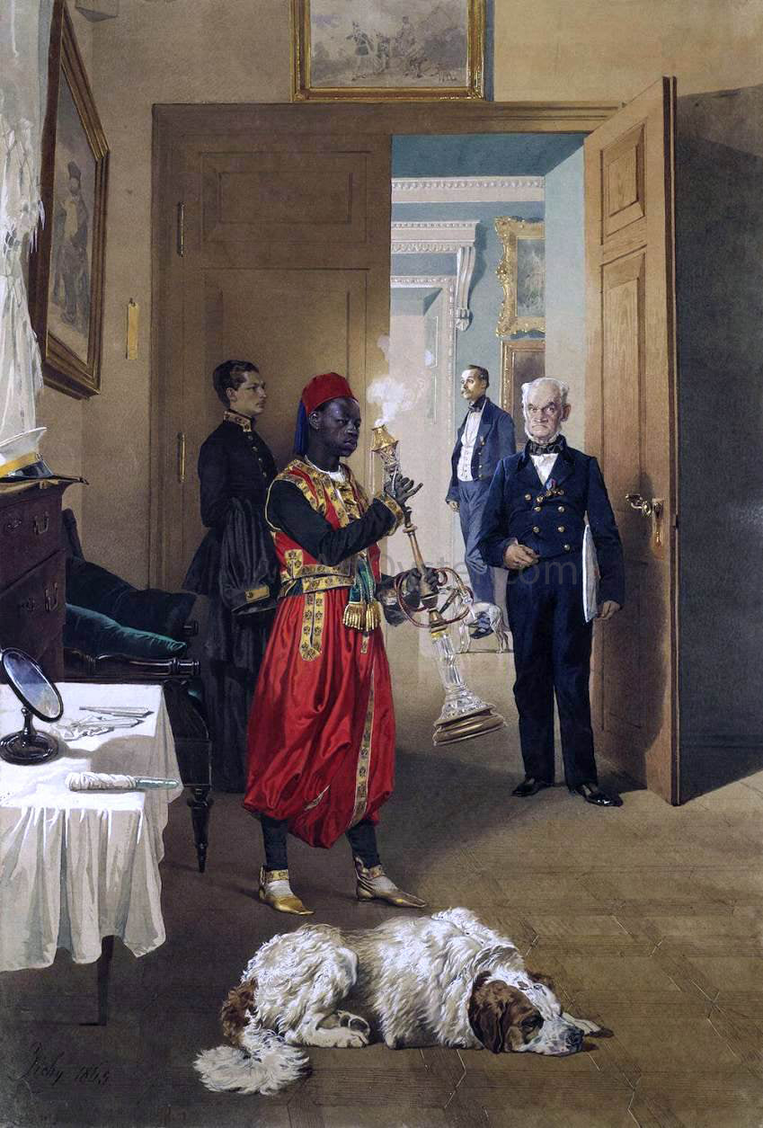 Mihaly Zichy Ante-Room in the Imperial Palace at Tsarskoye Selo - Hand Painted Oil Painting