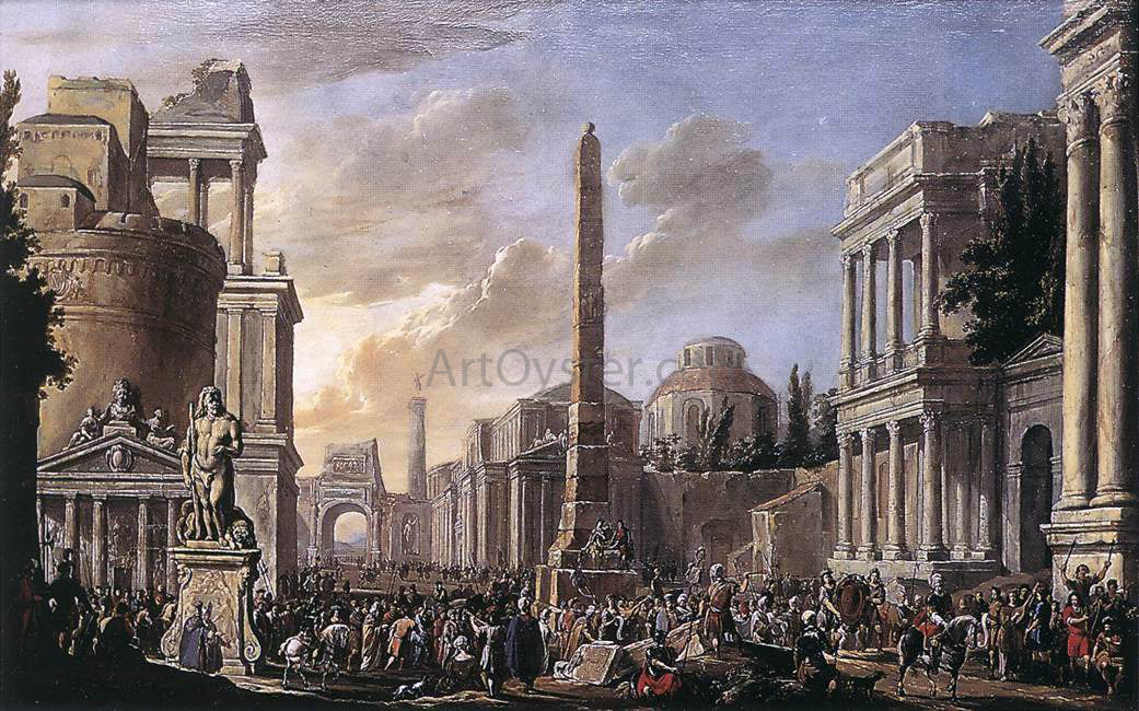 Jacob Van der Ulft Antique Forum with a Triumphal Procession - Hand Painted Oil Painting