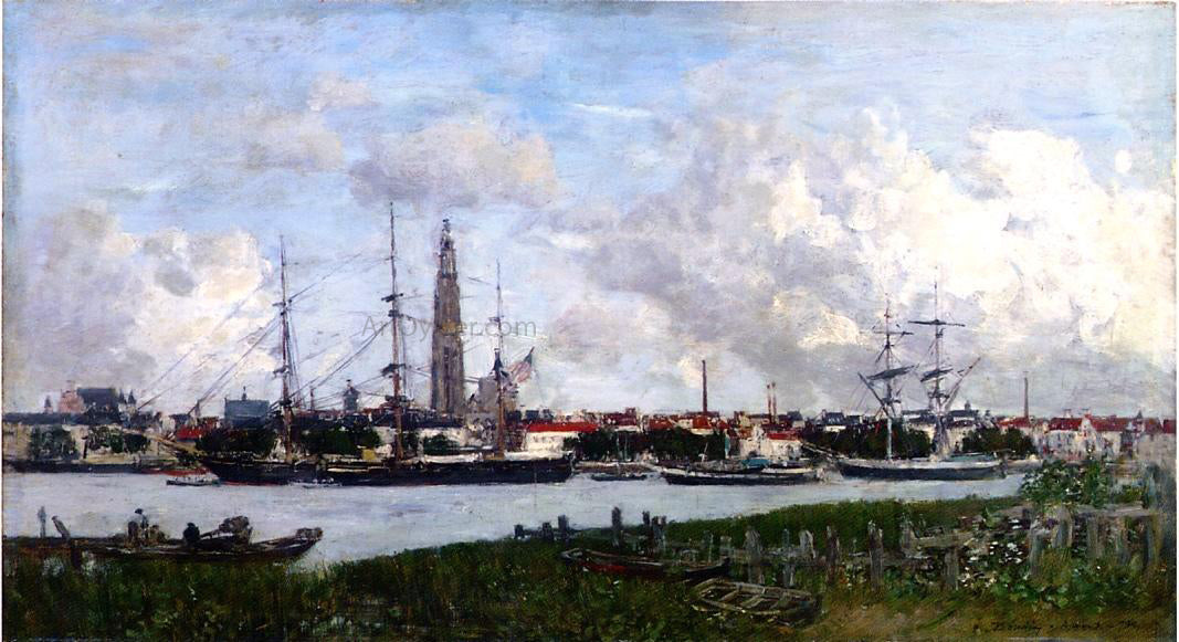 Eugene-Louis Boudin Antwerp, the Port - Hand Painted Oil Painting