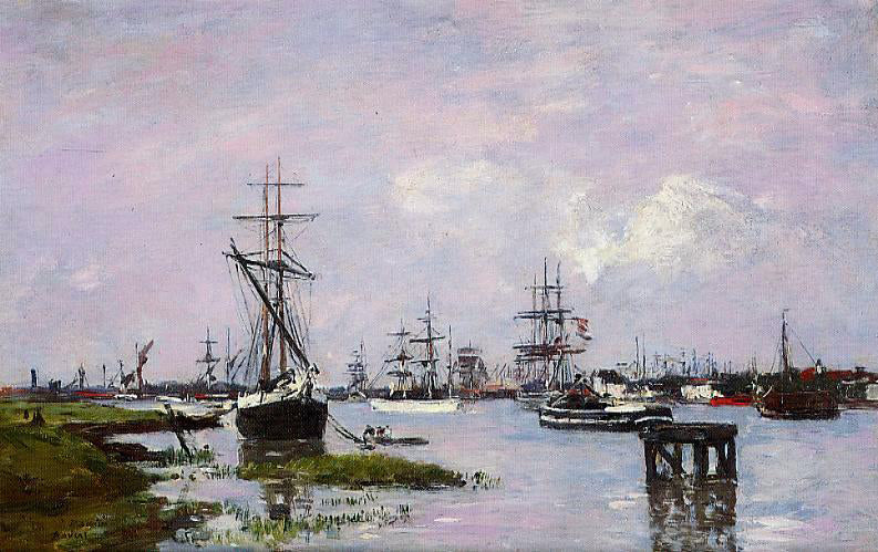 Eugene-Louis Boudin Anvers, The Port - Hand Painted Oil Painting