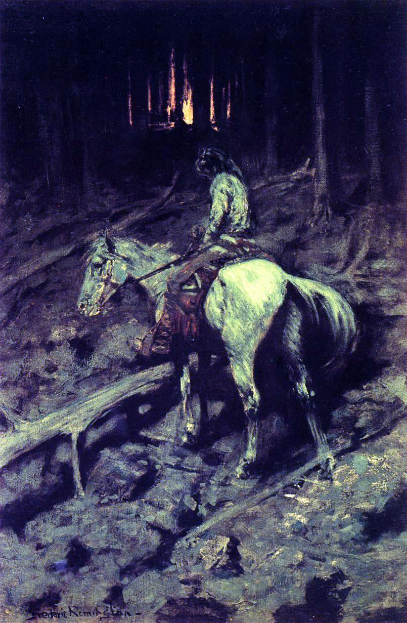 Frederic Remington Apache Fire Signal - Hand Painted Oil Painting