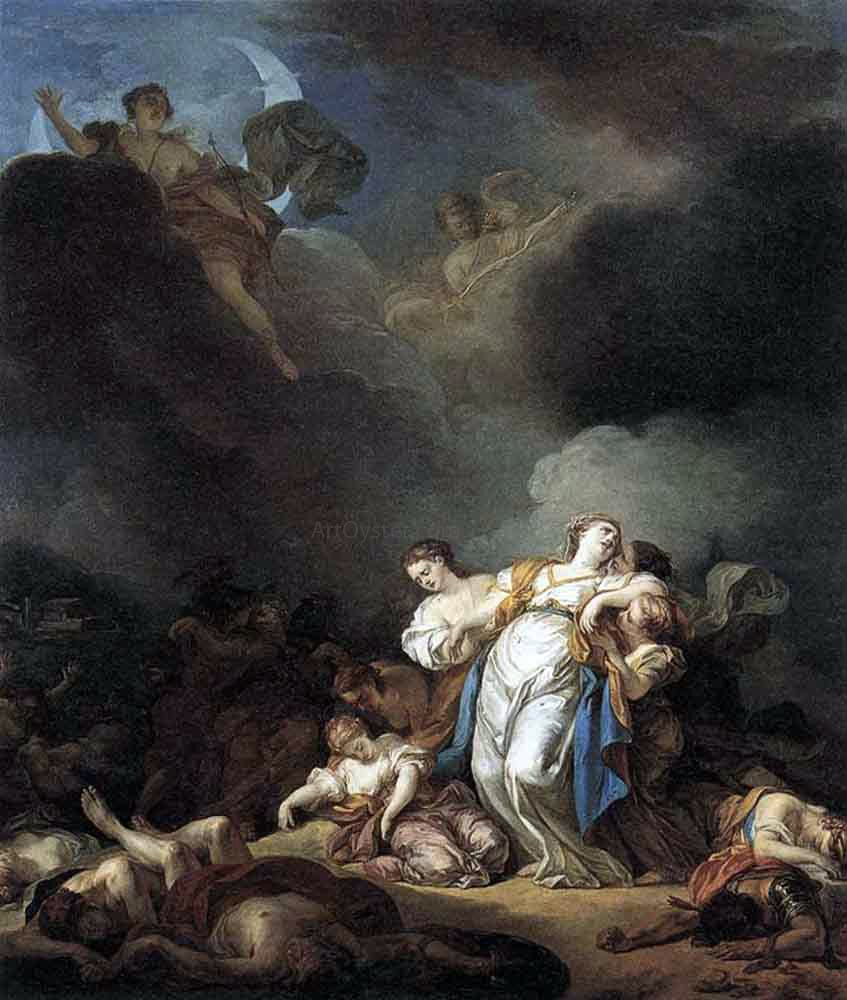 Anicet-Charles-Gabriel Lemonnier Apollo and Diana Attacking Niobe and her Children - Hand Painted Oil Painting