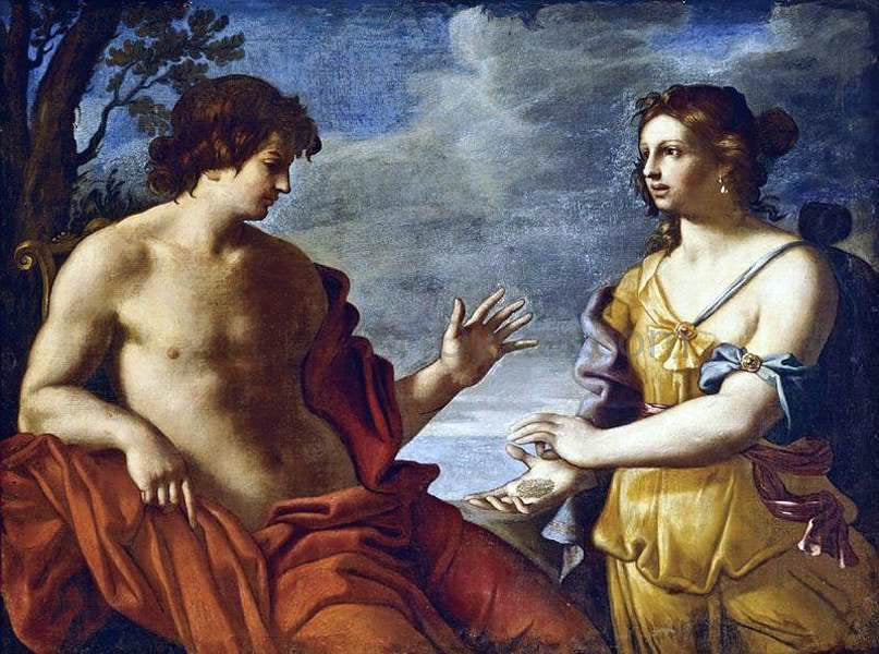 Giovanni Domenico Cerrini Apollo and the Cumaean Sibyl - Hand Painted Oil Painting