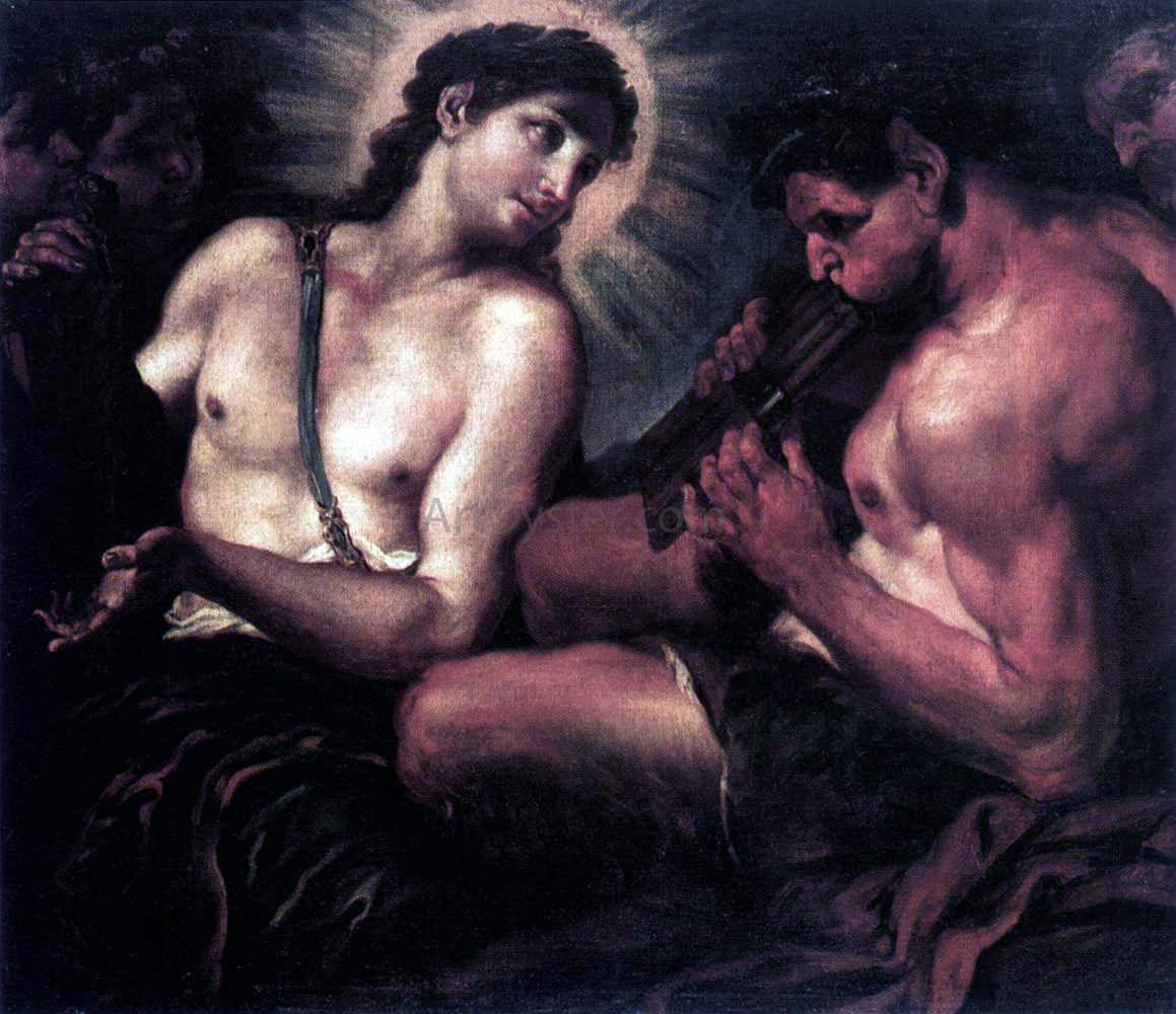 Johann Karl Loth Apollo, Pan, and Marsyas - Hand Painted Oil Painting