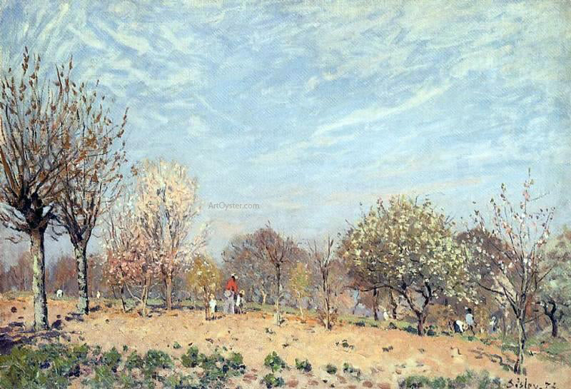 Alfred Sisley Apple Trees in Flower, Spring Morning (also known as Pommiers en Fleurs - Louveciennes) - Hand Painted Oil Painting