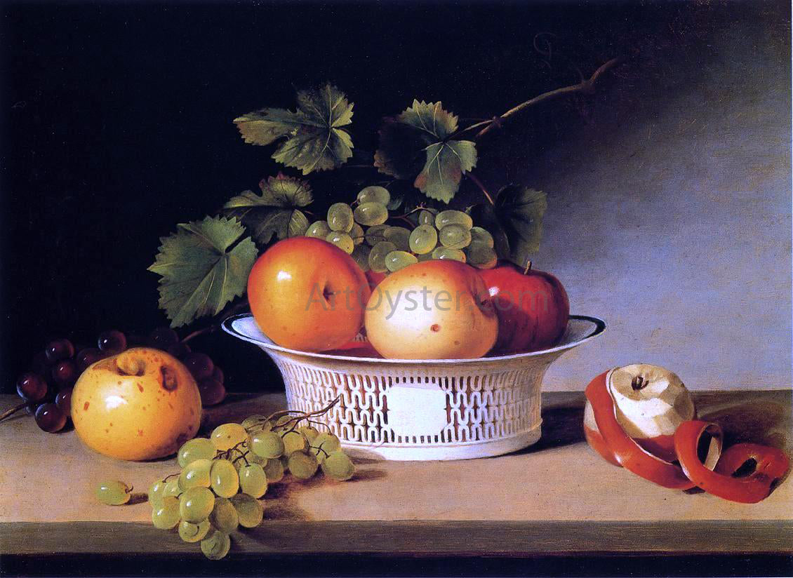 James Peale Apples and Grapes in a Pierced Bowl - Hand Painted Oil Painting