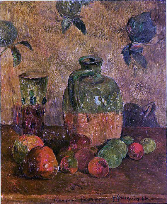 Paul Gauguin Apples, Jug, Iridescent Glass - Hand Painted Oil Painting