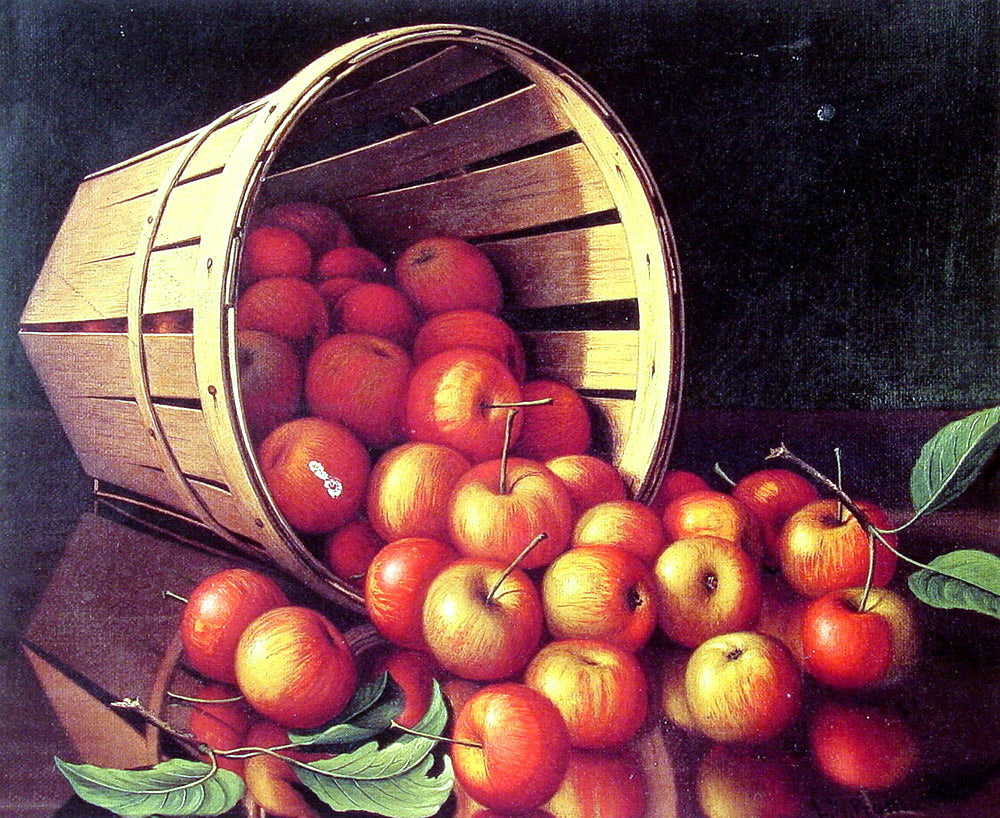 Levi Wells Prentice Apples tumbling from a basket - Hand Painted Oil Painting