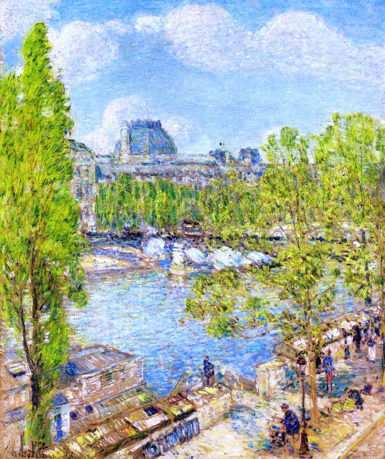 Frederick Childe Hassam April, Quai Voltaire, Paris - Hand Painted Oil Painting