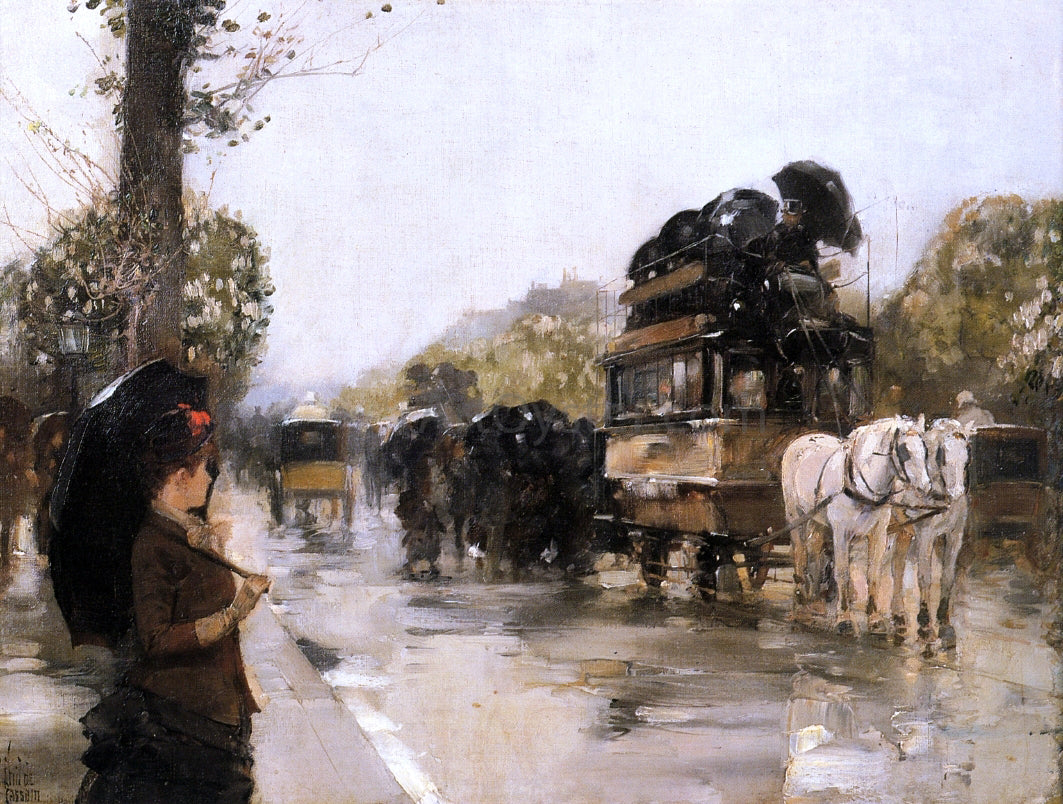 Frederick Childe Hassam April Showers, Champs Elysees Paris - Hand Painted Oil Painting