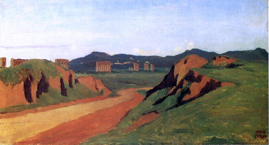 Jean-Baptiste-Camille Corot Aqueducts in the Roman Campagna - Hand Painted Oil Painting