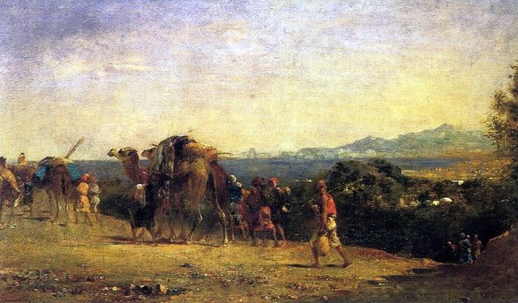Eugene Fromentin Arab Caravan by the Shore - Hand Painted Oil Painting