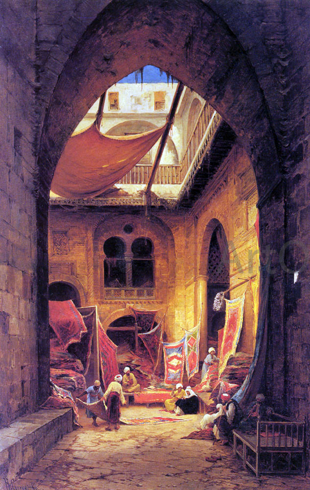  Hermann Solomon Corrodi Arab Carpet Merchants - Hand Painted Oil Painting