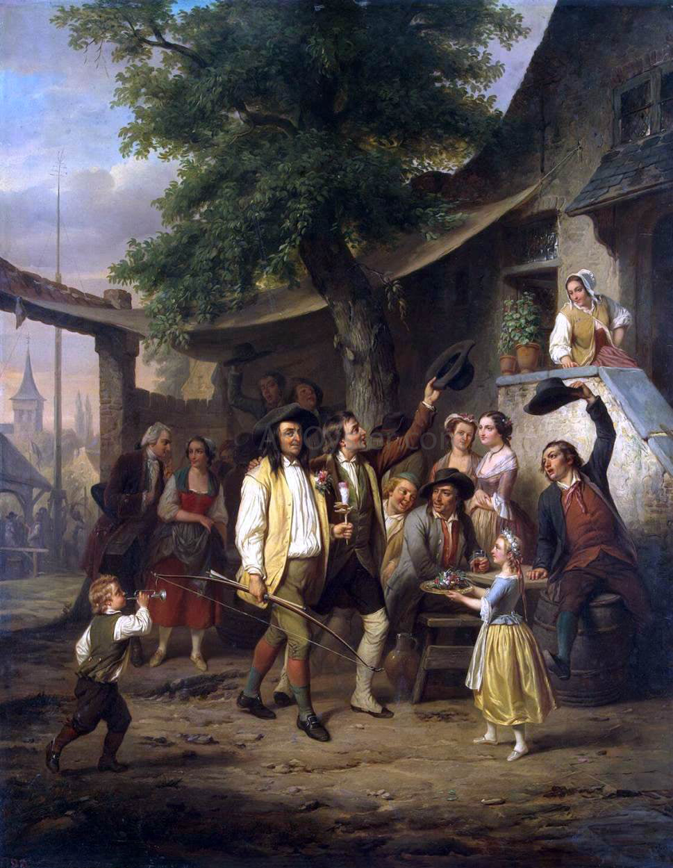 Hendrick Joseph Dillens Archer the Winner - Hand Painted Oil Painting