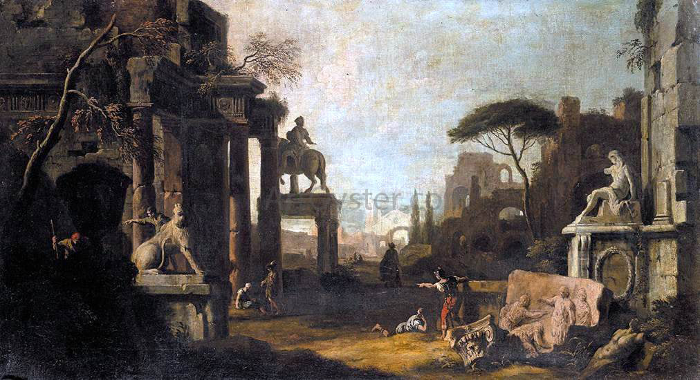 Marco Ricci Architectural Capriccio - Hand Painted Oil Painting